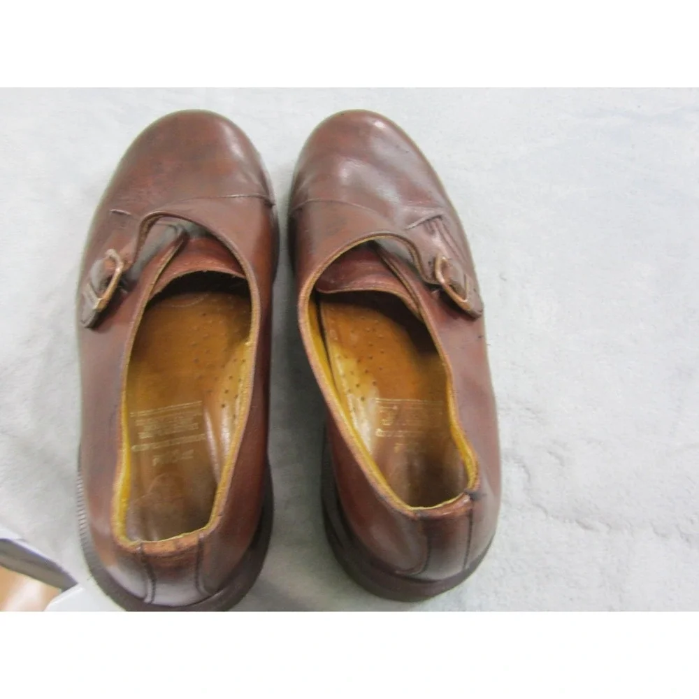 Vtg Dr Martins Monk Strap Shoe Mens Size 8 Brown Made In England Leather